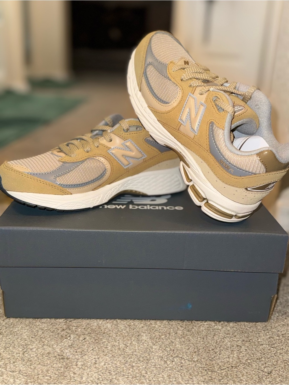New Balance Tan and Gray Athletic Sneakers
